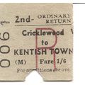 B.T.C. Edmondson Ticket - Cricklewood to Kentis...