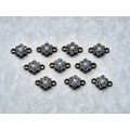 10 Pearl Rhinestone Connectors, Flower Shape, G...