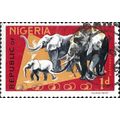 NIGERIA, MAMMAL, African elephant, Loxodonta africana, red & orange 1965, N1.50