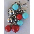 Turquoise red and silver necklace