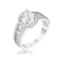 2.1Ct Rhodium Plated Solitaire Engagement Halo ...