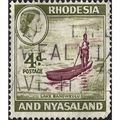 RHODESIA & NYASALAND, Boat on Lake Bangweulu, violet 1959, 4d, #3