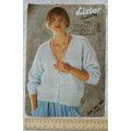 Vintage: Lister 5361 cardigan, brushed DK, 30-44 inch, 76-112 cm