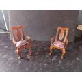 2 x Dolls House Mahogany Dining Chairs 1:12