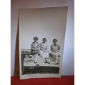 3 YOUNG LADIES antique gloss photograph postcar...