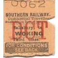 Southern Railway Edmondson Ticket - Salisbury t...
