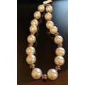 Large Pearl and Dark Gold Pearl Bead Necklace #...