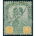 Johore 1896 6c green & yellow SG45 used