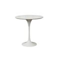 White Tulip Side End Table Wood Top Metal Base ...