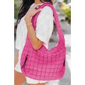 Rose Red Quilted Puffy Large Shoulder Bag