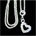 Love Heart Clear Crystal Gem Silver Plated Pend...