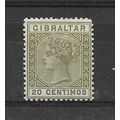 Gibraltar.SG25 20c Olive-Green.Mounted Mint.Sep...