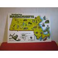 MAP, MASSACHUSETTS USA unused postcard =