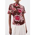 KAREN MILLEN Tall Batik Viscose Satin Angel Sle...