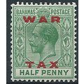 Bahamas 1919 SG102 1/2d Green WAR TAX Mounted M...
