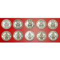 SET 10 COINS:UNITED KINGDOM★1 SHILLING 1947-195...