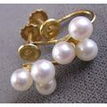 Vintage 14k Yellow gold Natural Cluster pearl s...