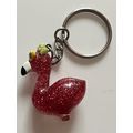 KEY RING - PINK FLAMINGO WITH LOVE HEART EYES
