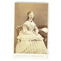 Victorian cdv photo young lady striped frock Ba...