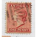 ANTIGUA 1884 QV 1d CARMINE RED PERF 12 ONE PENN...