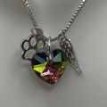 Rainbow Heart Pendant Pet Paw Angel Wing Spirit...