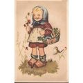 Vintage Greetings Card 1950 - Little girl in he...