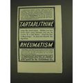 1906 Tartarlithine Rheumatism Ad