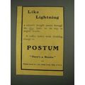 1908 Postum Drink Ad - Like Lightning