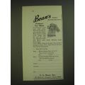 1974 L.L. Bean Fishnet Tee Shirt Ad - Bean's Outdoor sporting specialties
