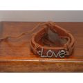 New Women’s Brown LOVE Charm Leather Bracelet