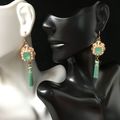 Earrings Pearl Accent Faux Gem Tassel Drop - Mi...