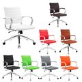 Padded Desk Office Mid Back Chair Rolling Caste...
