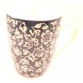 Floral Pattern Mug Fine China Grey & White Cera...