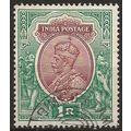 India 1911 SG186 1 Rupee Brown & Green Fine Use...