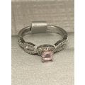Cross Cross Accented Band W/Square Pink Center-...