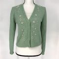 Zara mint green knitwear pearl cardigan polyest...