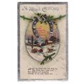 MERRY CHRISTMAS unused vintage postcard snow sc...