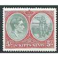 St Kitts-Nevis 1945 SG77b 5/- Bluish-Green & Sc...