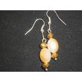 Delicate small faceted gold & cream crystal gla...