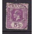 CEYLON 1921-32 GEORGE V 5c USED SG341 MULTI-SCR...