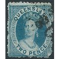 Queensland 1863 SG31 2d Blue Fine Used . . ..
