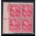 806 2c John Adams Fine MDG Plt/4 UL 23991 KA9531