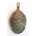 Blue Quartz Garnet Copper Wire Wrap Gemstone Pe...