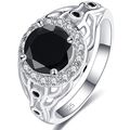 Black Spinel Halo Engagement Ring 925 Sterling ...