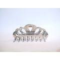 Shiny silver textured metal hair claw clip for ...