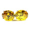 Golden Yellow CZ, 925 Sterling Silver Post Earr...