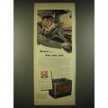 1944 Exide Batteries Ad - Down.. But not out