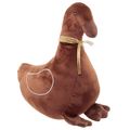 Brown Fabric Duck Door Stop with Golden Bow 28 CM