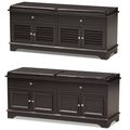 Shoe Storage Bench 2-Drawer 2-Cabinet Dark Brow...