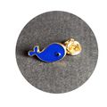 Whale Pin Badge Butterfly Back Blue Comic Style...